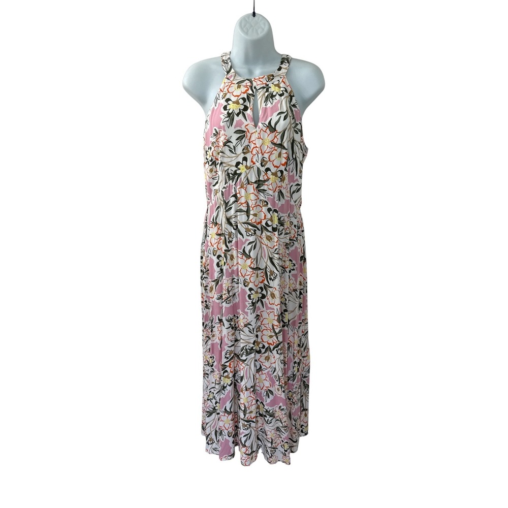 Ann Taylor Factory Floral Halter Maxi Dress Keyhole Size 6